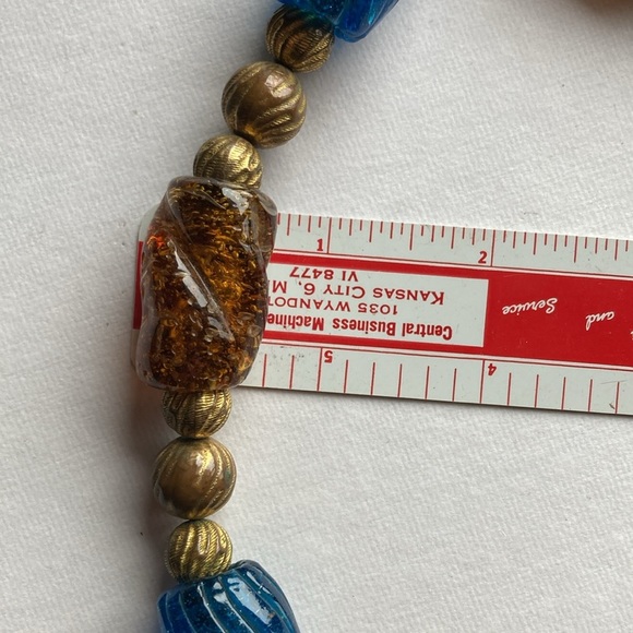 Cadoro Chunky Glass Bead Gold Tone Long Necklace - Picture 10 of 11